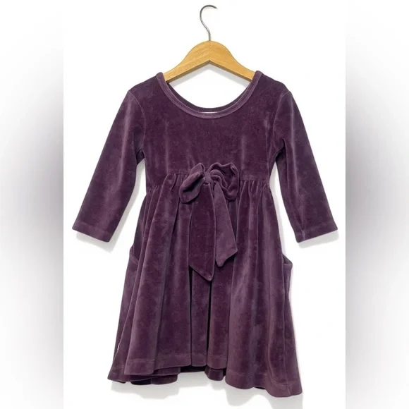 RUFFLEBUTTS VINTAGE VIOLET VELOUR TWIRL DRESS